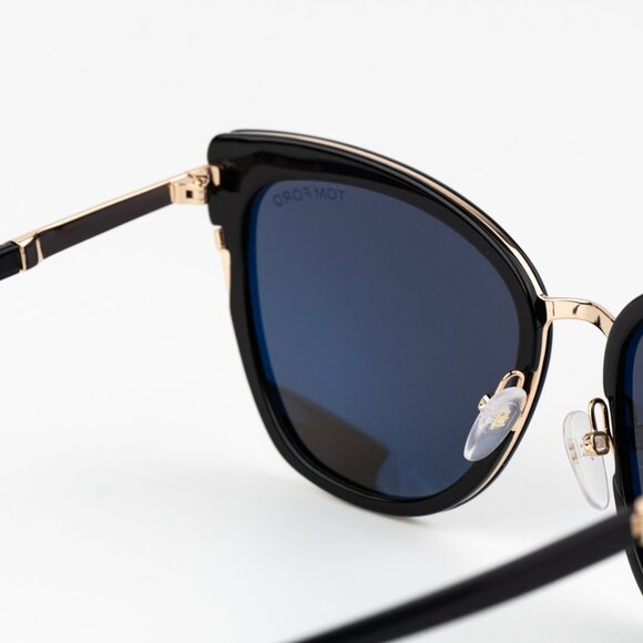 Tom Ford SIMONA Women Sunglasses Black Gold Smoke Semi Cat Eye FT0717 01A NEW - Picture 8 of 11